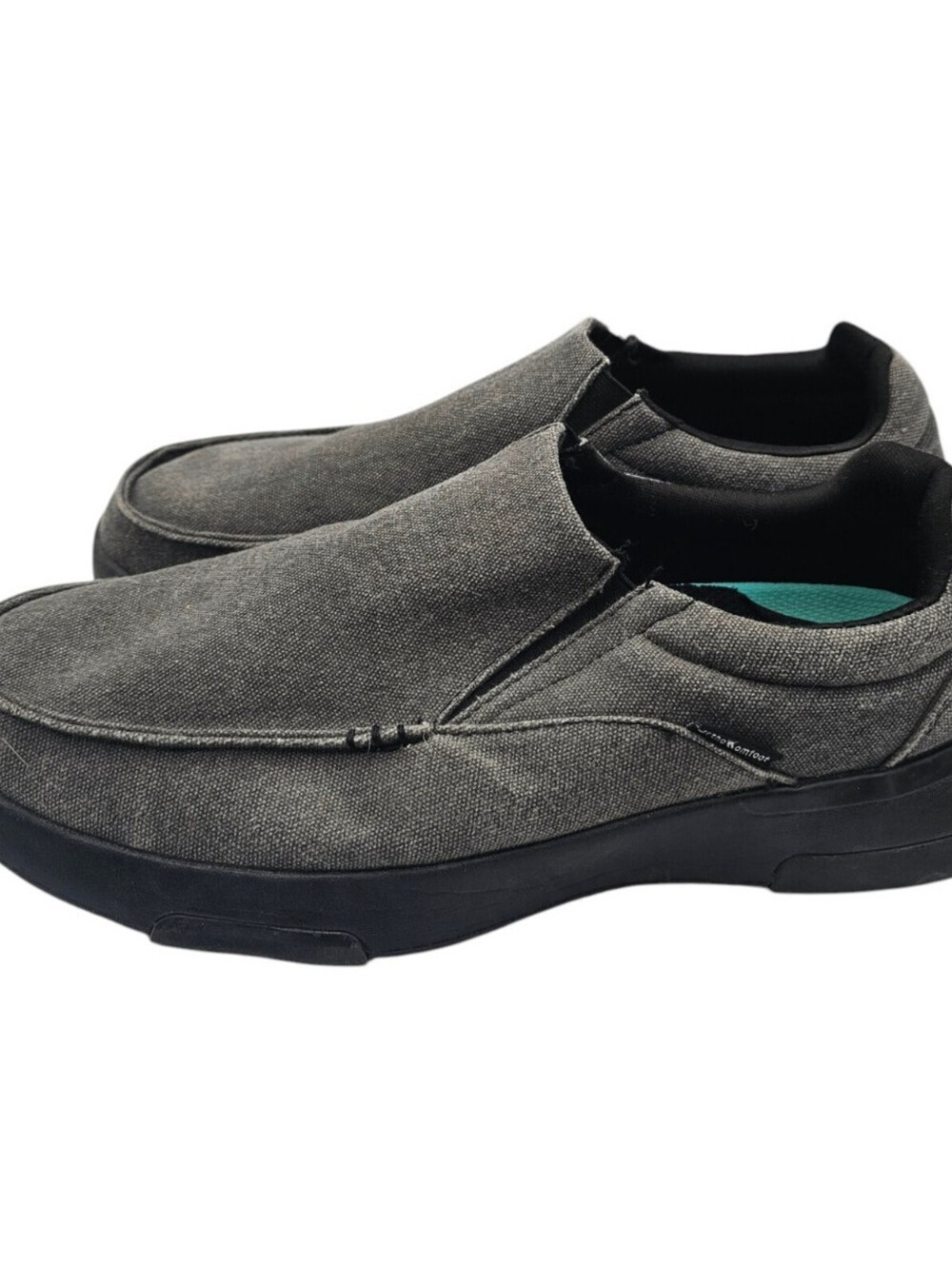 OrthoComfoot Men's Slip On Loafers charcoal gray Canvas Sz 12 (EU 46)